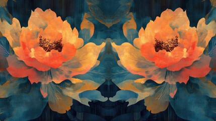 Poster - Abstract floral mural art featuring a wallpaper design