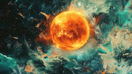 Aufkleber - Abstract fantasy space object resembling a dying sun perfect for a music album cover