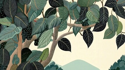 Aufkleber - Close Up of Green Apple Tree Leaves