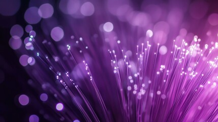 Poster - A vibrant display of glowing fibers and bokeh lights in purple hues.