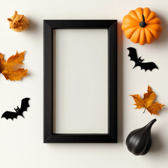 A clean, minimalist mockup of a photo frame with a 2:3 aspect ratio for Halloween. 