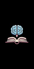 Poster - Creative logo with a brain and a book.