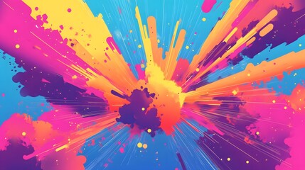 Poster - Vibrant abstract artwork featuring splashes of color with dynamic energy, perfect for creative projects and backgrounds.