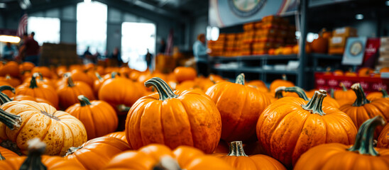 Sticker - Close Up of Pumpkins at a Market