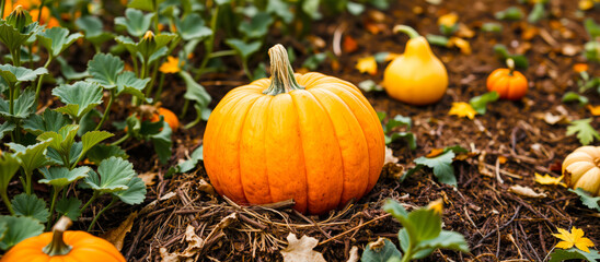 Sticker - Close-up of a pumpkin in a pumpkin patch