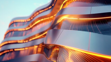 Poster - A modern architectural structure with flowing lines and illuminated accents.