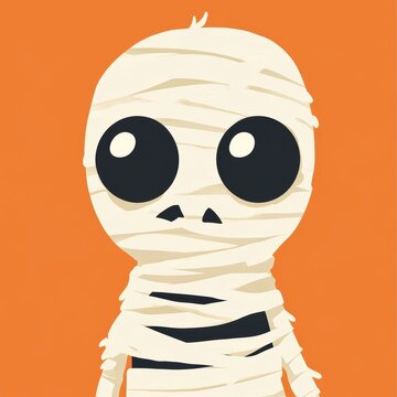 cute mummy on the orange background.