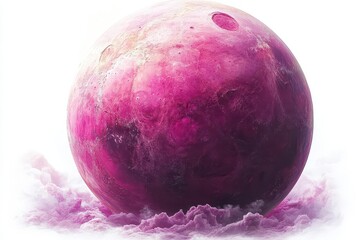 Wall Mural - surreal pink planet floating in cosmic void ethereal glow craters and swirling clouds dreamlike atmo