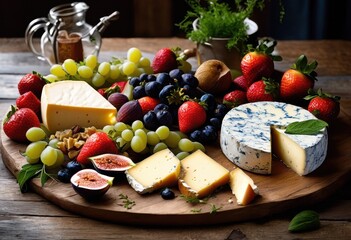 gorgeous cheese board display featuring vibrant array textures colors impressive visual feast, artisanal, cheeseboard, colorful, gourmet, platter, dairy