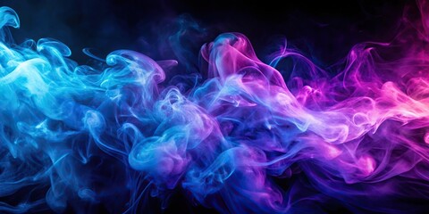 Abstract blue and purple smoke background in electric neon style