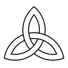 Wall Mural - triquetra ornament - black and white vector illustration of medieval rune, trefoil knot triangular f