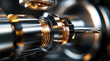 Poster - Close-up of metallic machinery components showcasing precision engineering.