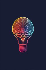 Canvas Print - Creative education logo with a brain and light bulb.