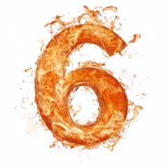 Aufkleber - Fire effect forming the number 6 isolated on a white background
