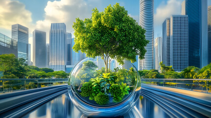 Smart city with eco-friendly architecture