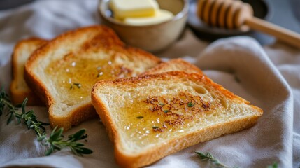 Poster - Golden Toast with Butter and Honey Drizzle