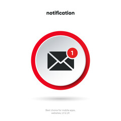 Aufkleber - New message notification concept on realistic smartphone mockup. New email pop up. Incoming, open messaging. Chatting, mail, post, letter symbol, sign, emblem with new notification for UI UX website