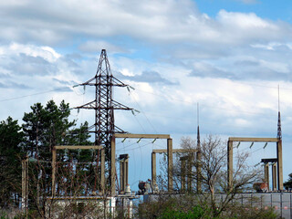 power lines, electric wires, infrastructure, landscape