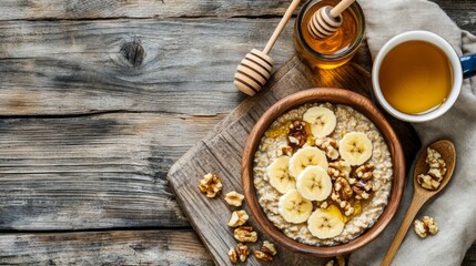 Poster - Healthy Breakfast Bowl with Banana and Honey