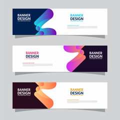 Wall Mural - Vector set of landscape banner background design concept. Colorful background business layout template