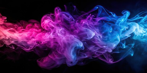 Abstract colored smoke with neon pink, purple, and blue colors on a smoke background