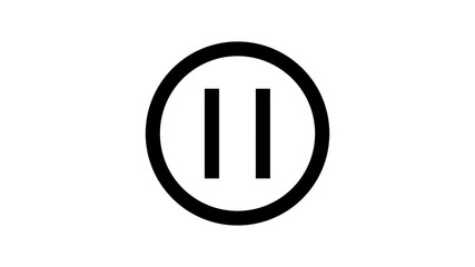 Pause video icon with black circle animation on black background.