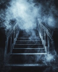 Wall Mural - Haunting Stairs with Space for Text Scary and Mysterious Background Theme