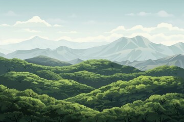 Canvas Print - Back view lofi background featuring hills and valleys.