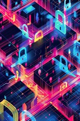 Poster - Colorful pattern highlighting digital defense.