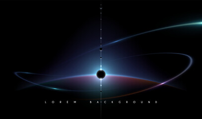 space background with planets and light effects