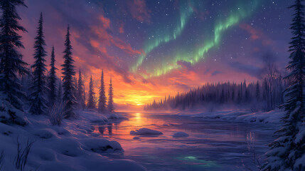 Winter Aurora in the Northern Wilderness