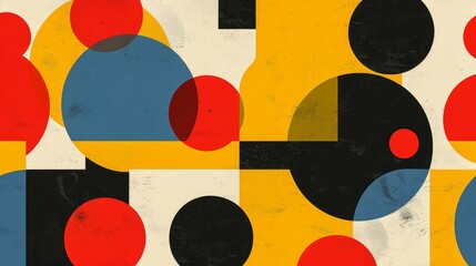 Wall Mural - abstract geometric bauhaus pattern poster featuring bold shapes and primary colors. minimalist desig
