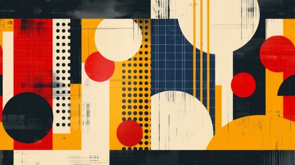 Wall Mural - abstract geometric bauhaus pattern poster featuring bold shapes and primary colors. minimalist desig
