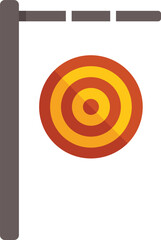 Poster - minimalist illustration featuring a target hanging from a metal construction, representing concepts 