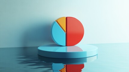 Poster - 3D Pie Chart on Water Surface with Color Segments