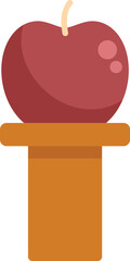 Poster - Single red apple standing on a small wooden podium, representing concepts like healthy eating, dieting, or simply the beauty of fresh produce
