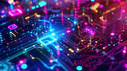 Poster - Background with vibrant colors and cybersecurity symbols.