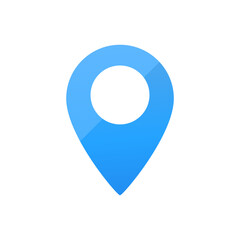Leinwandbilder - Blue pin for maps and navigation systems to mark current location. User Interface icon design. Vector illustration.	