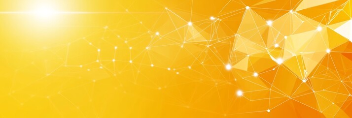 Poster - abstract yellow background with connecting dots and lines, structure connection technology backdrop.