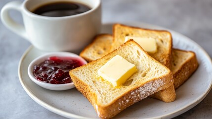 Aufkleber - Delicious breakfast with toast and coffee