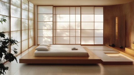 Poster - Modern Minimalist Bedroom Design in Natural Light
