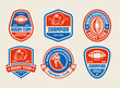 © onemoretime - Set of sports logos, games in American football. Football logos collection. American football league labels, emblems and design elements