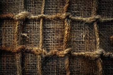 Rough textured burlap fabric made from goat hair and jute.