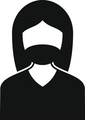 Poster - simple black and white icon of a woman with long hair wearing a long sleeve shirt with a v neck