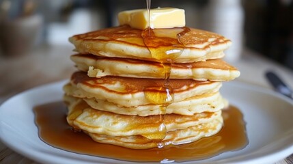 Aufkleber - Delicious Pancakes with Maple Syrup and Butter
