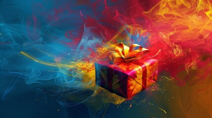 Poster - Abstract holiday gift with dynamic and vibrant colors.