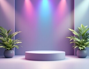 Fototapete - 3D realistic podium for your product showcase. Product podium scene design to showcase your product. 3d realistic pedestal for your products.