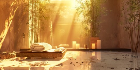 Sticker - Abstract spa treatment scene emphasizing serenity and calmness.