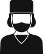 © anatolir - Simple black and white vector icon of a female surgeon wearing scrubs and a surgical mask