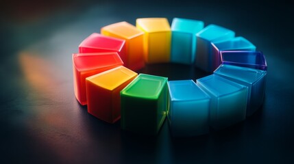 Aufkleber - Vibrant Colorful Shapes in a Circular Arrangement